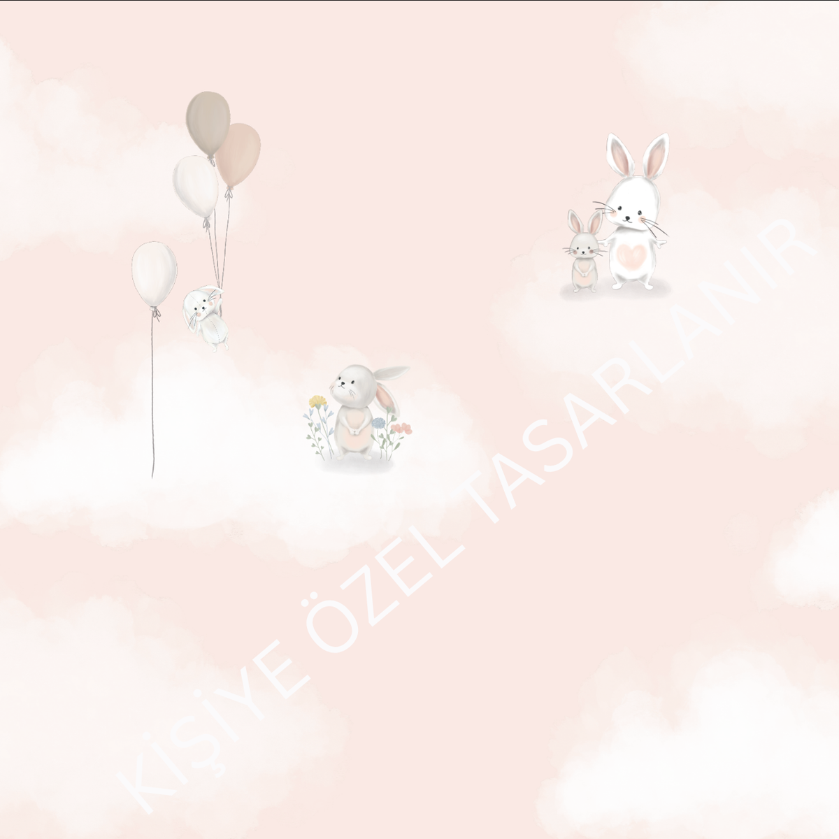 Duvar Kağıdı CP/101 — Balonlu Tavşanlar