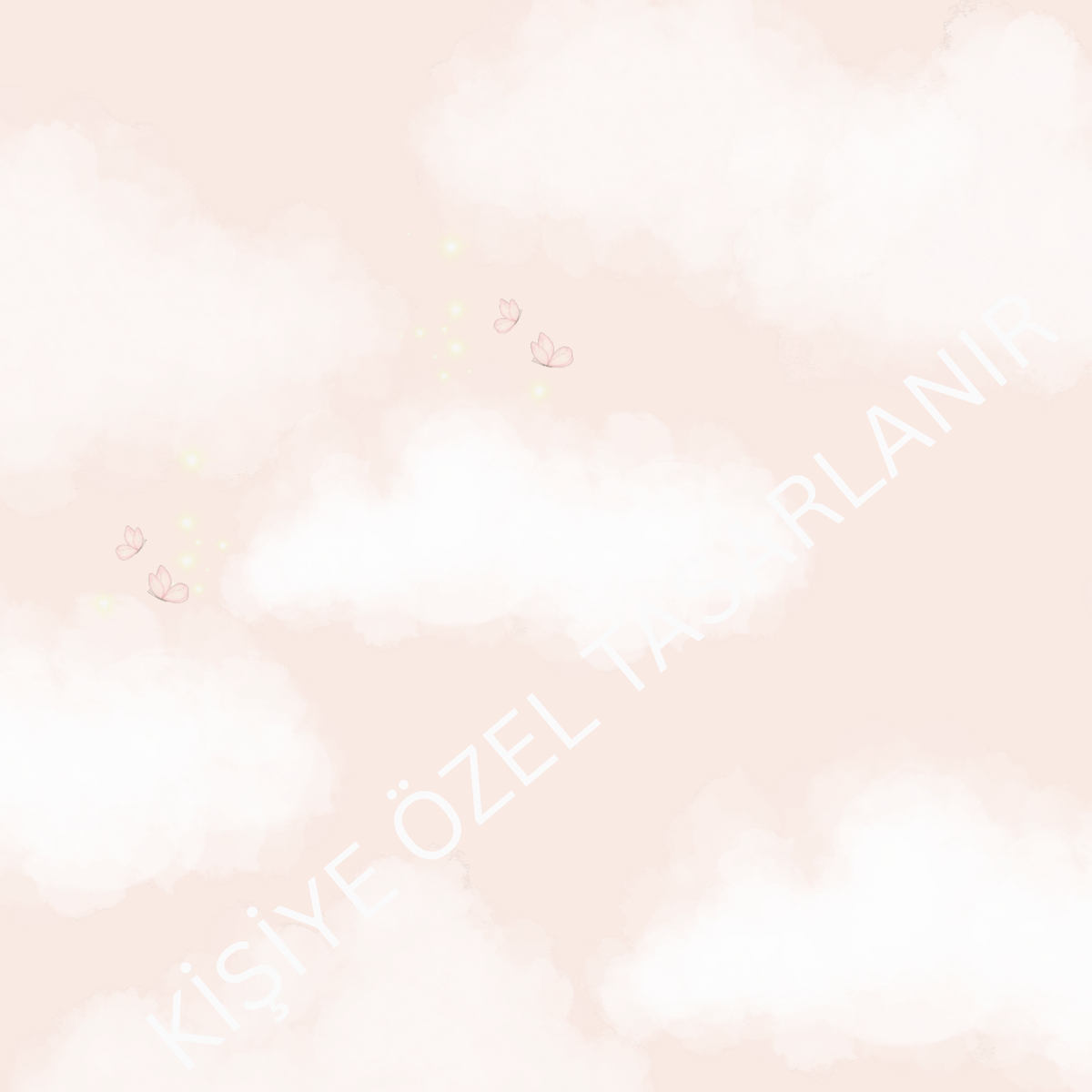 Duvar Kağıdı CP/104 — Pembe Bulut ve Kelebekler