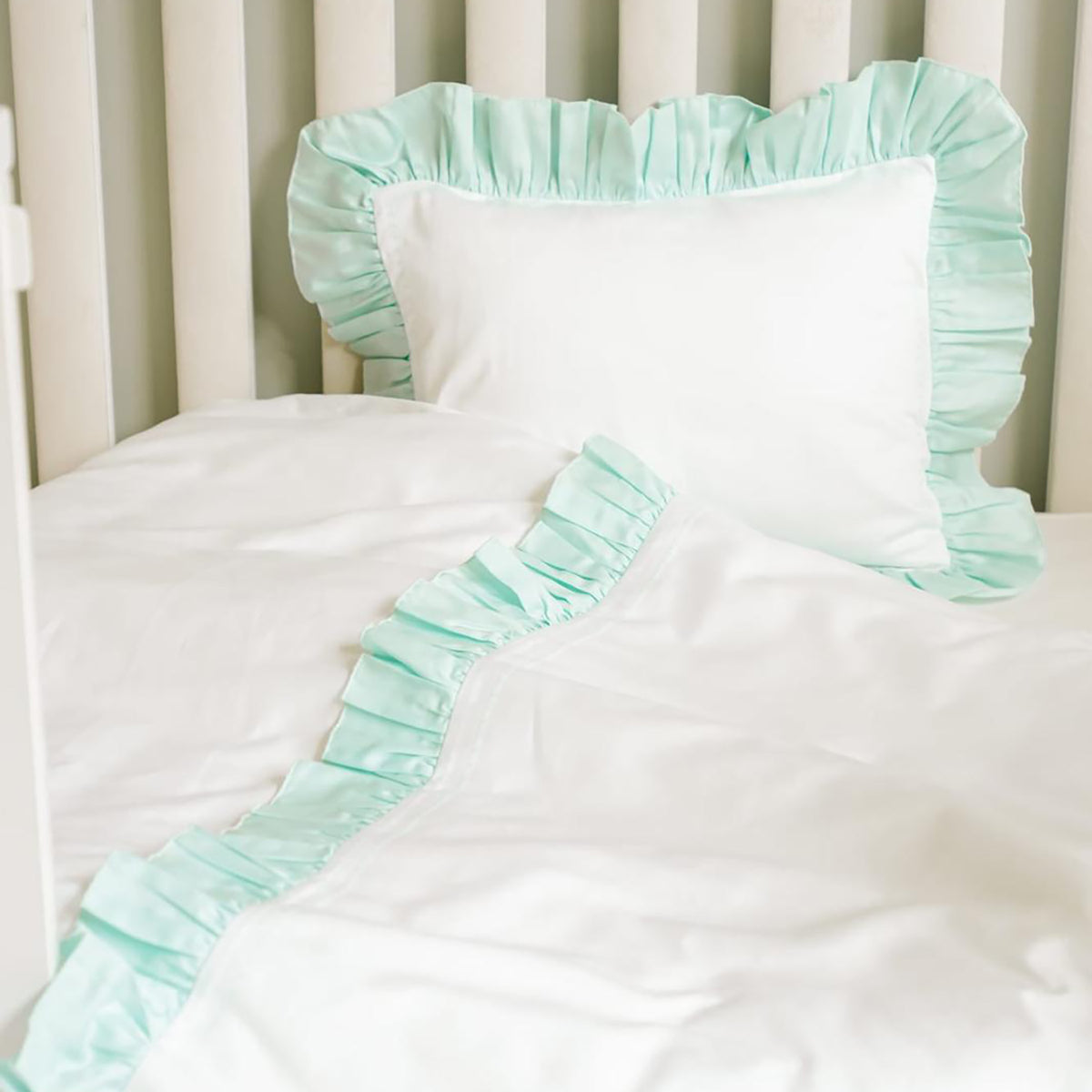 Frılly Linen Nevresim Takımı Turkuaz