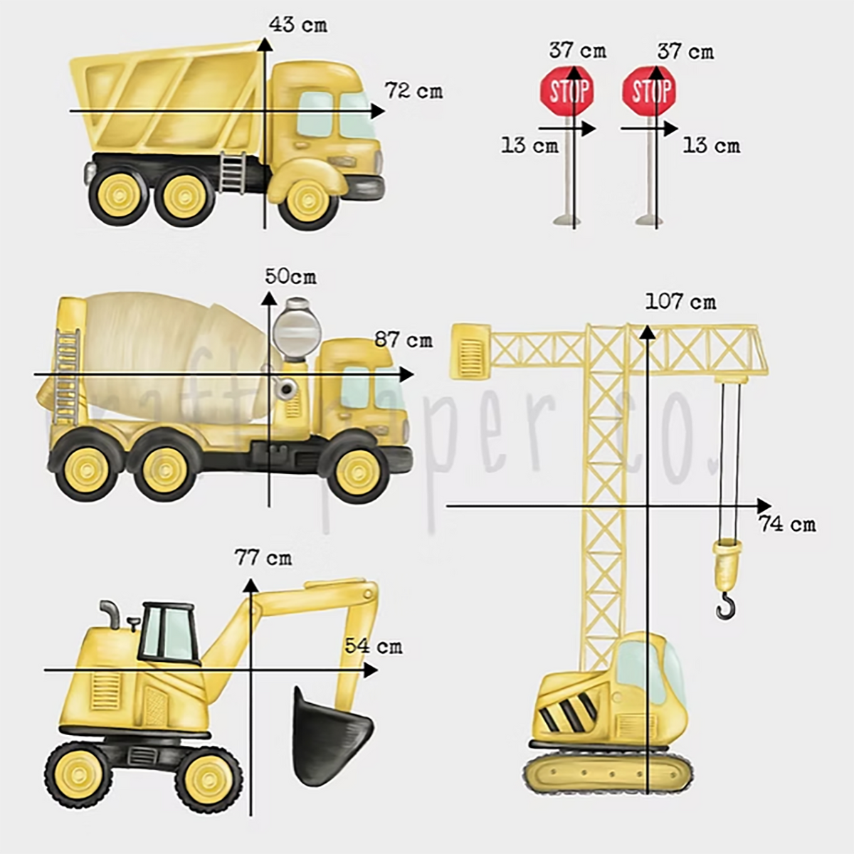 İş Makinaları Duvar Sticker