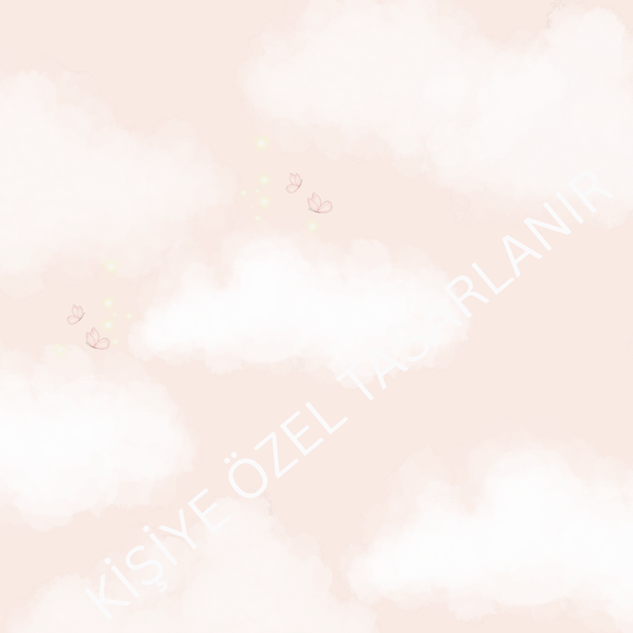Duvar Kağıdı CP/104 — Pembe Bulut ve Kelebekler