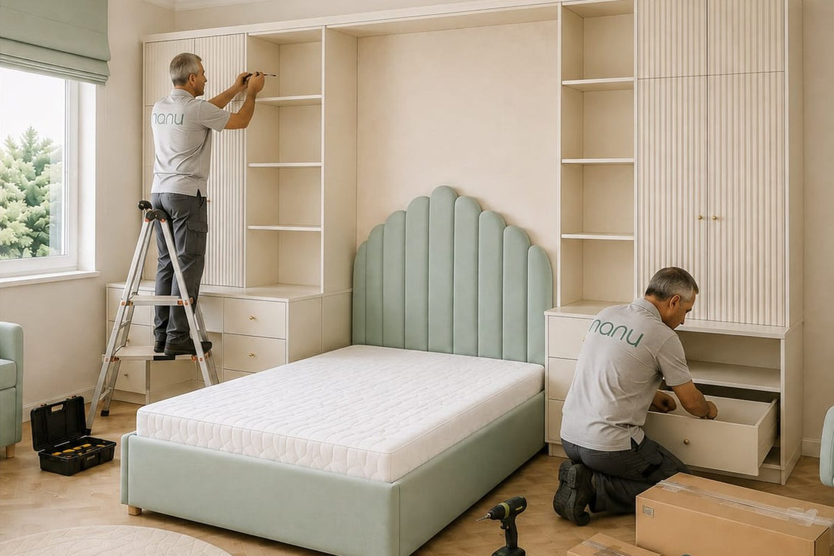 Nanu montaj ekibi çocuk odasını kuruyor — teslimat ve kurulum aşaması